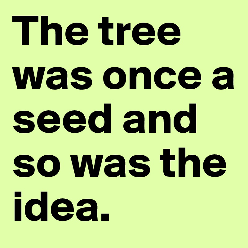 The tree was once a seed and so was the idea.