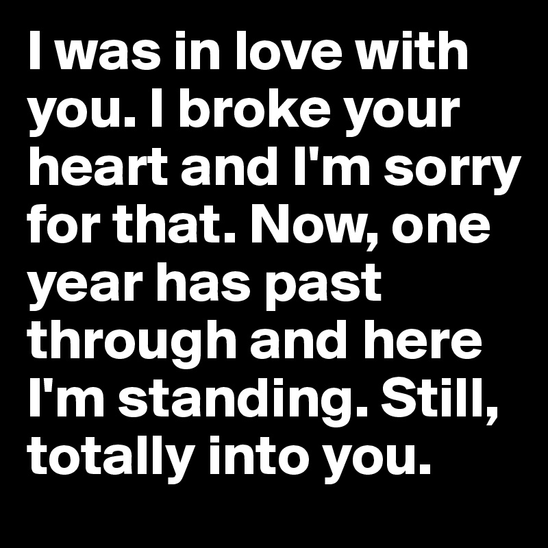 I was in love with you. I broke your heart and I'm sorry for that. Now, one year has past through and here I'm standing. Still, totally into you. 