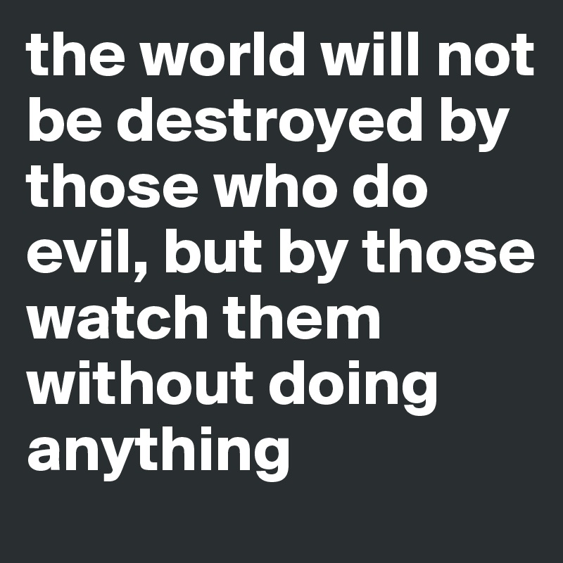 the world will not be destroyed by those who do evil, but by those watch them without doing anything
