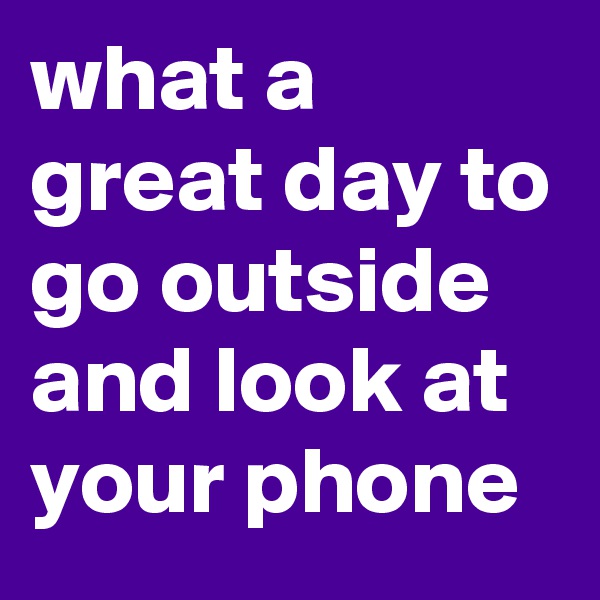 what a great day to go outside and look at your phone