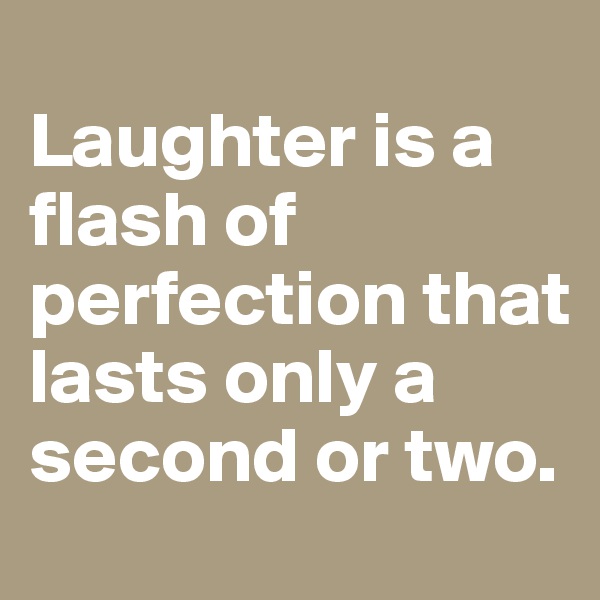 
Laughter is a flash of perfection that lasts only a second or two. 