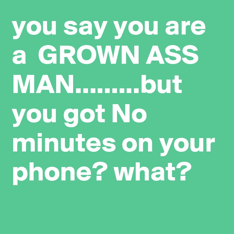 you say you are a  GROWN ASS MAN.........but you got No minutes on your phone? what?
