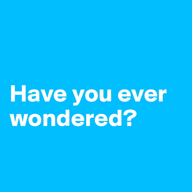


Have you ever wondered?

