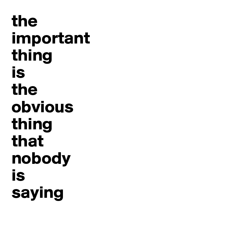 the 
important 
thing 
is 
the 
obvious 
thing 
that 
nobody 
is 
saying 
