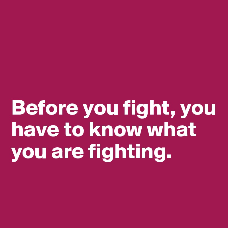 



Before you fight, you have to know what you are fighting.

