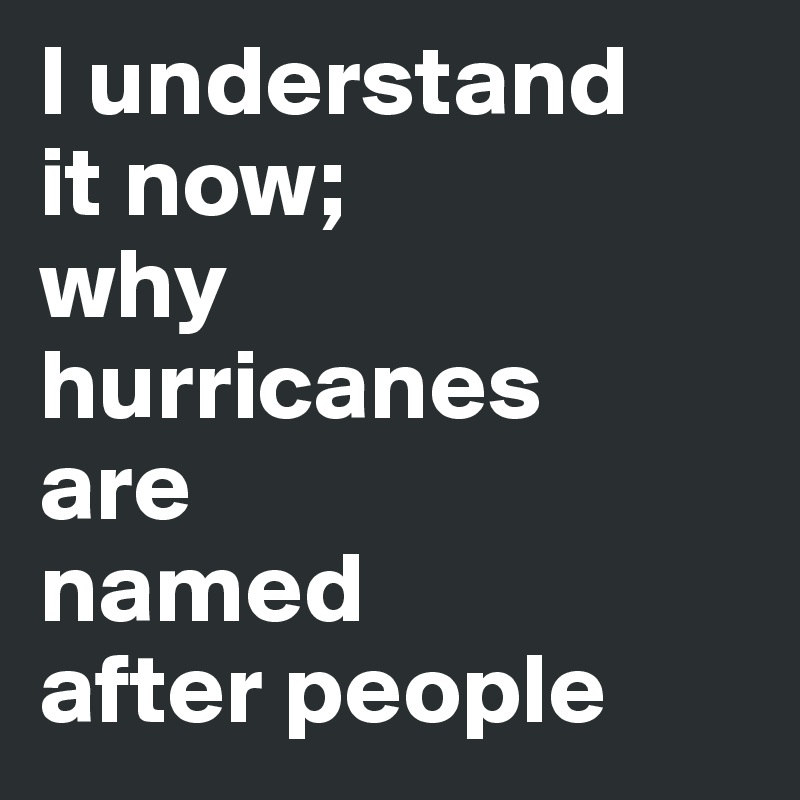 I understand 
it now; 
why 
hurricanes 
are 
named 
after people