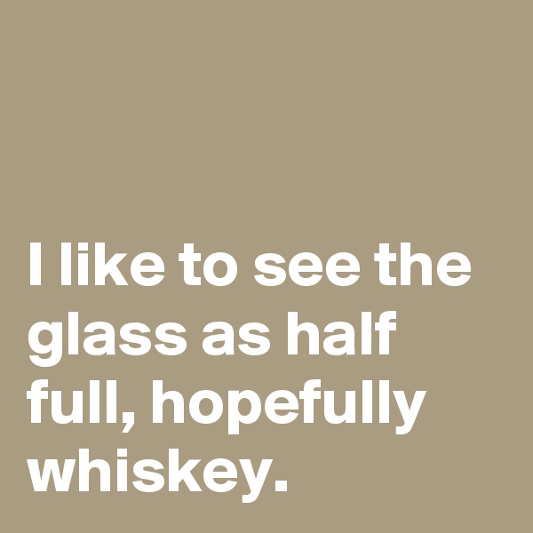 


I like to see the glass as half full, hopefully whiskey.