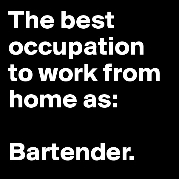 The best occupation to work from home as: 

Bartender.