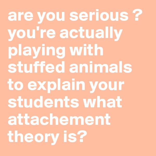 are you serious ? you're actually playing with stuffed animals to explain your students what attachement theory is? 