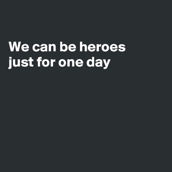 

We can be heroes
just for one day 





