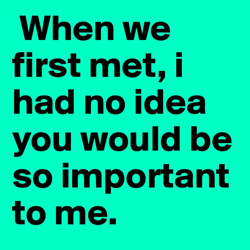  When we first met, i had no idea you would be so important to me.
