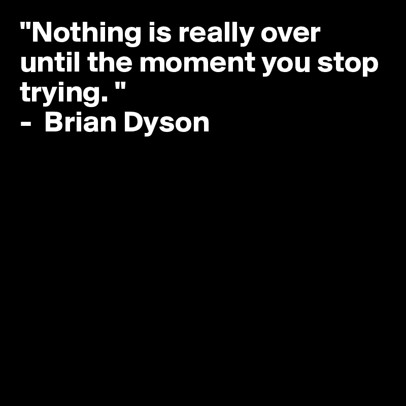 "Nothing is really over until the moment you stop trying. "
-  Brian Dyson







