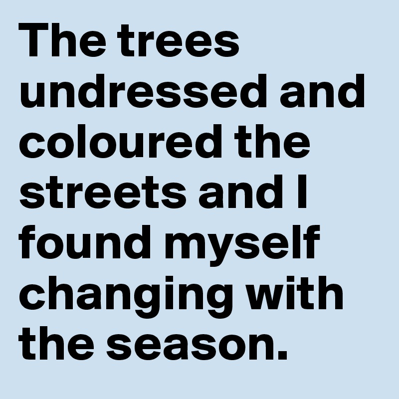 The trees undressed and coloured the streets and I found myself changing with the season. 