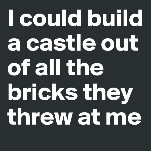 I could build a castle out of all the bricks they threw at me 