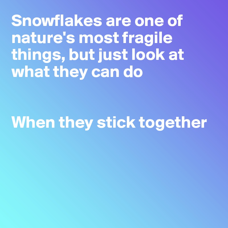 Snowflakes are one of nature's most fragile things, but just look at what they can do


When they stick together




