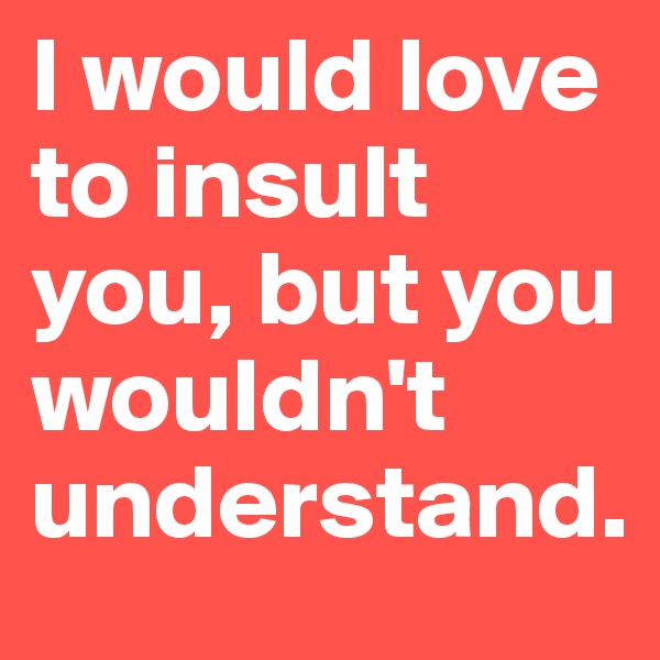I would love to insult you, but you wouldn't understand.