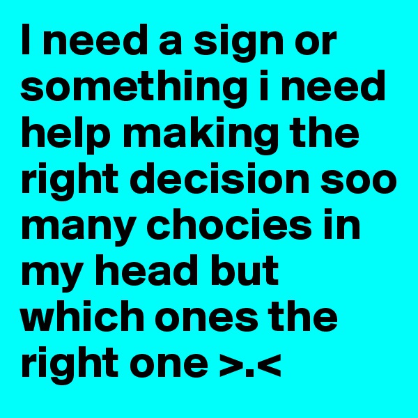 I need a sign or something i need help making the right decision soo many chocies in my head but which ones the right one >.< 
