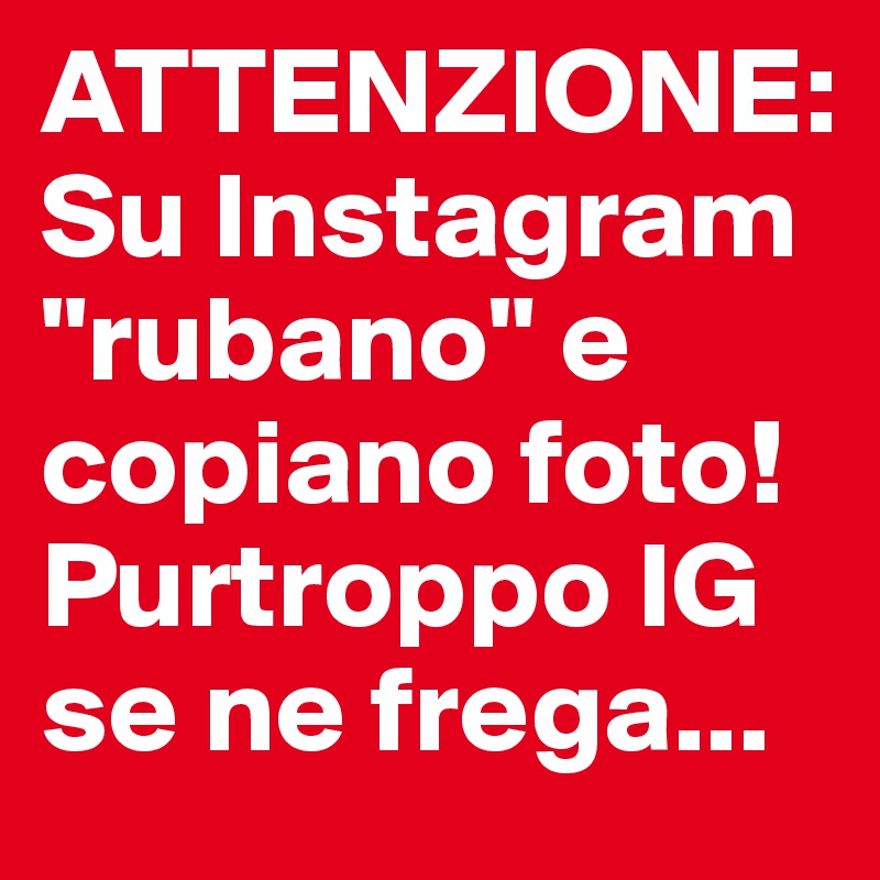 ATTENZIONE: Su Instagram "rubano" e copiano foto!
Purtroppo IG se ne frega...