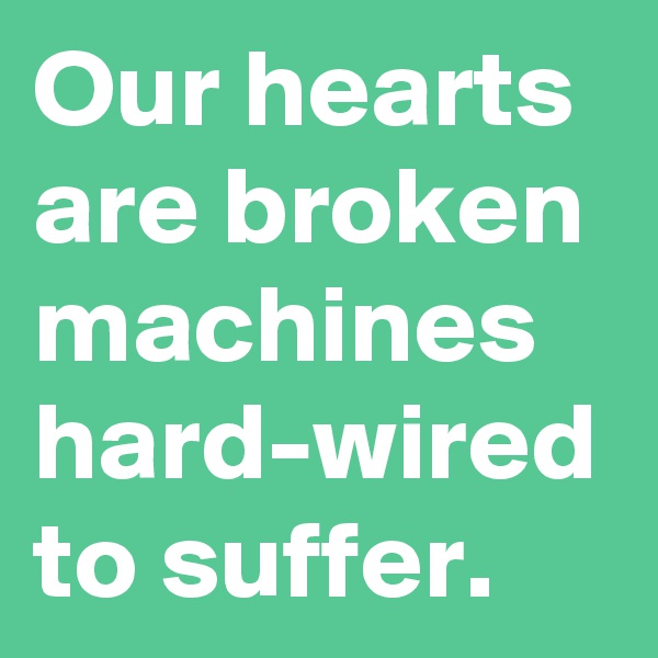 Our hearts are broken machines hard-wired to suffer.