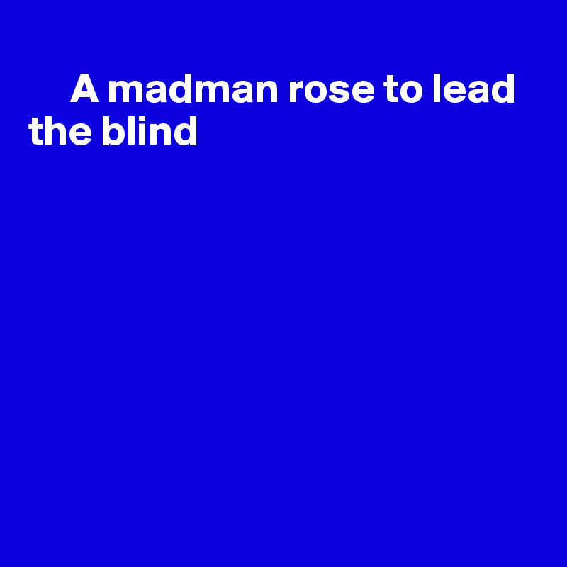 
     A madman rose to lead the blind








