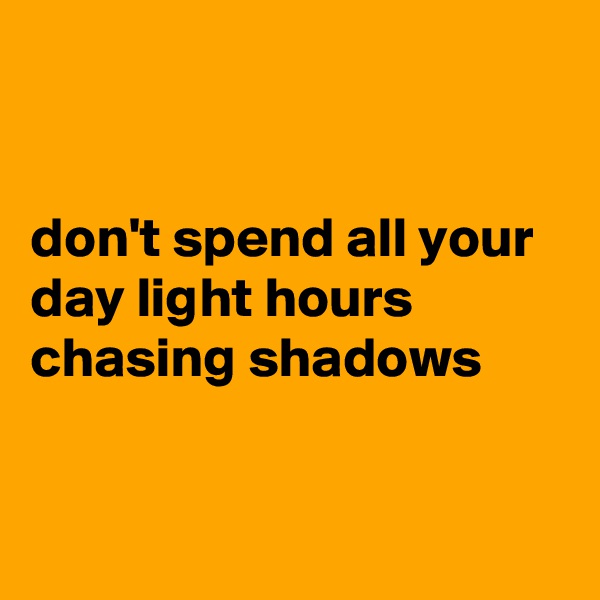 


don't spend all your day light hours chasing shadows


