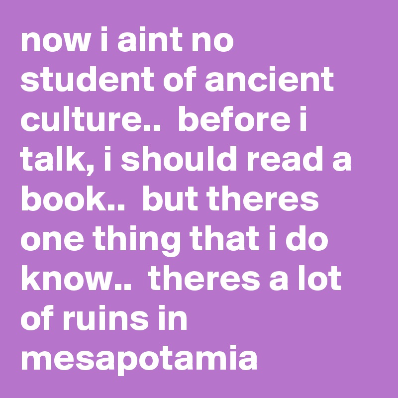 now i aint no student of ancient culture..  before i talk, i should read a book..  but theres one thing that i do know..  theres a lot of ruins in mesapotamia