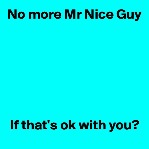 No more Mr Nice Guy







 If that's ok with you?