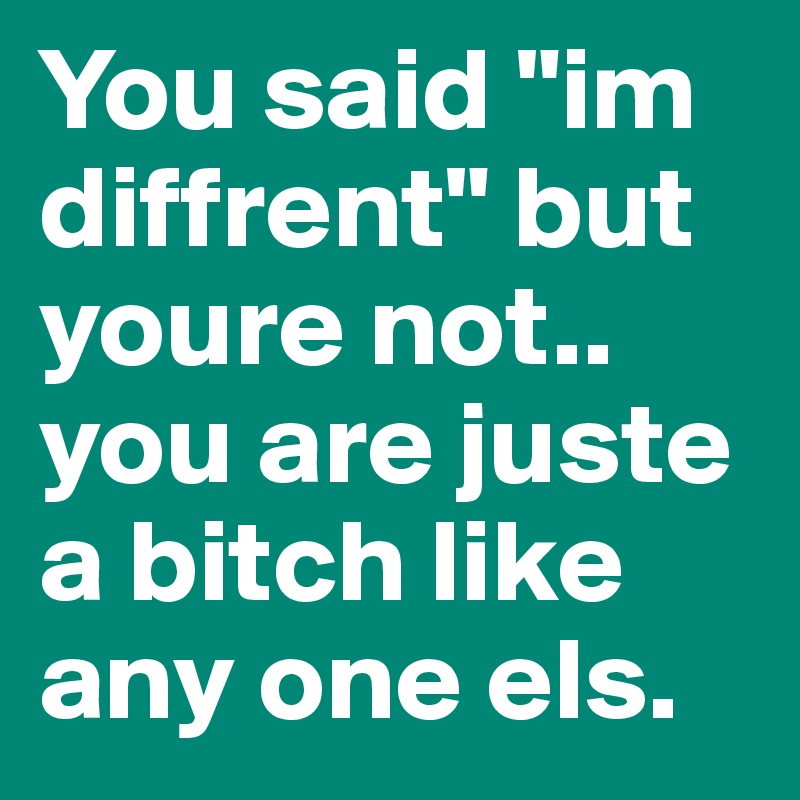 You said "im diffrent" but youre not.. you are juste a bitch like any one els.