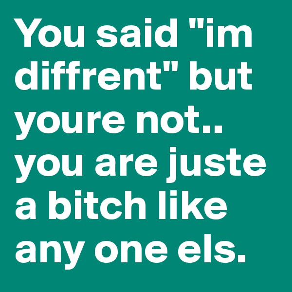 You said "im diffrent" but youre not.. you are juste a bitch like any one els.