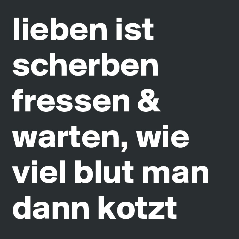 lieben ist scherben fressen & warten, wie viel blut man dann kotzt 