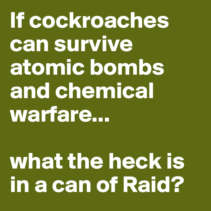 If cockroaches can survive atomic bombs and chemical warfare...

what the heck is in a can of Raid?