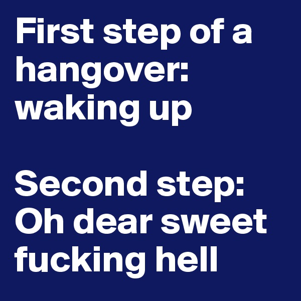 First step of a hangover: waking up

Second step: Oh dear sweet fucking hell