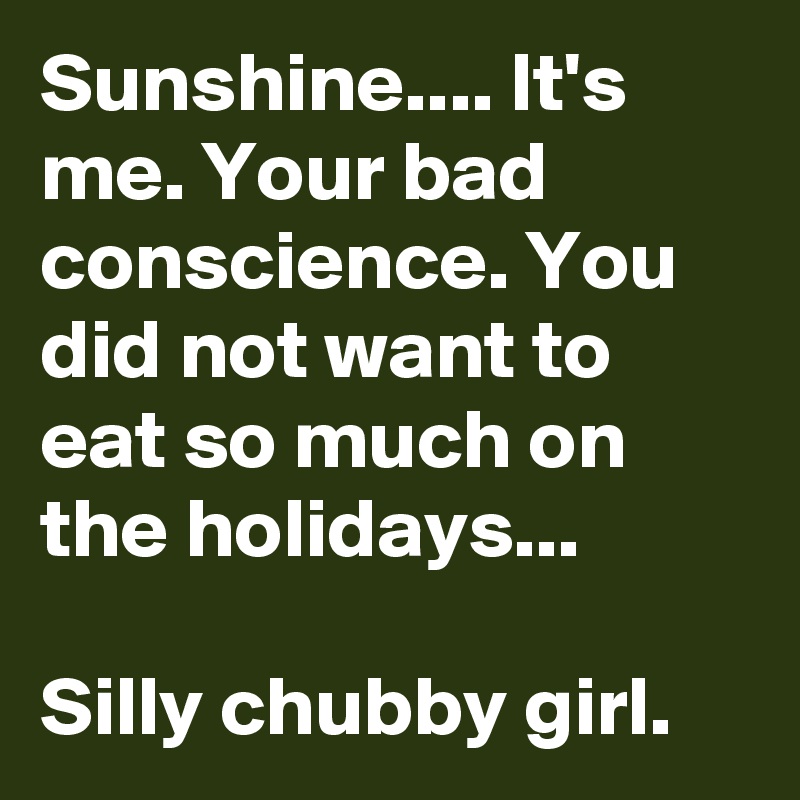 Sunshine.... It's me. Your bad conscience. You did not want to eat so much on the holidays...

Silly chubby girl.