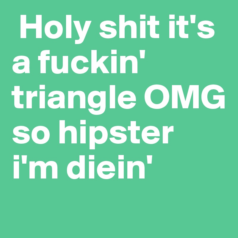  Holy shit it's            a fuckin' triangle OMG so hipster i'm diein'