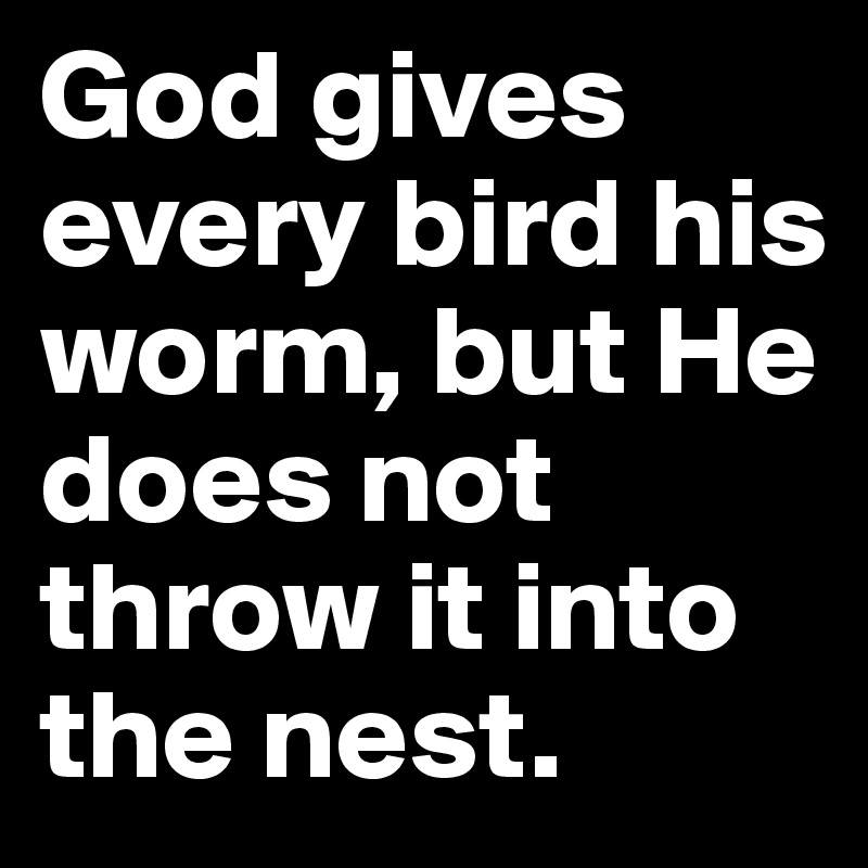 God gives every bird his worm, but He does not throw it into the nest.