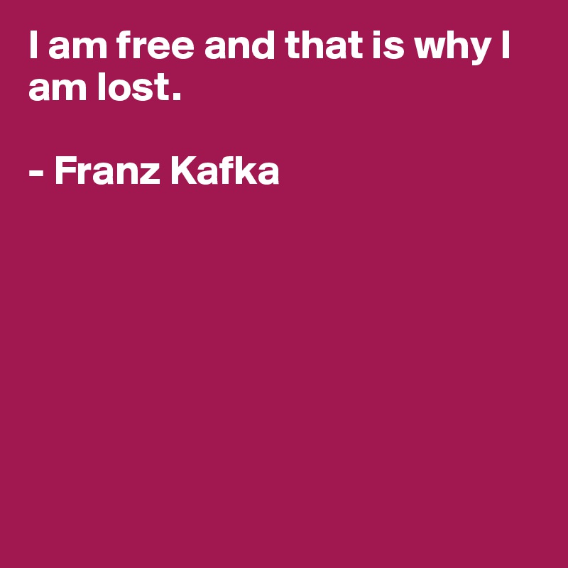 I am free and that is why I am lost.

- Franz Kafka







