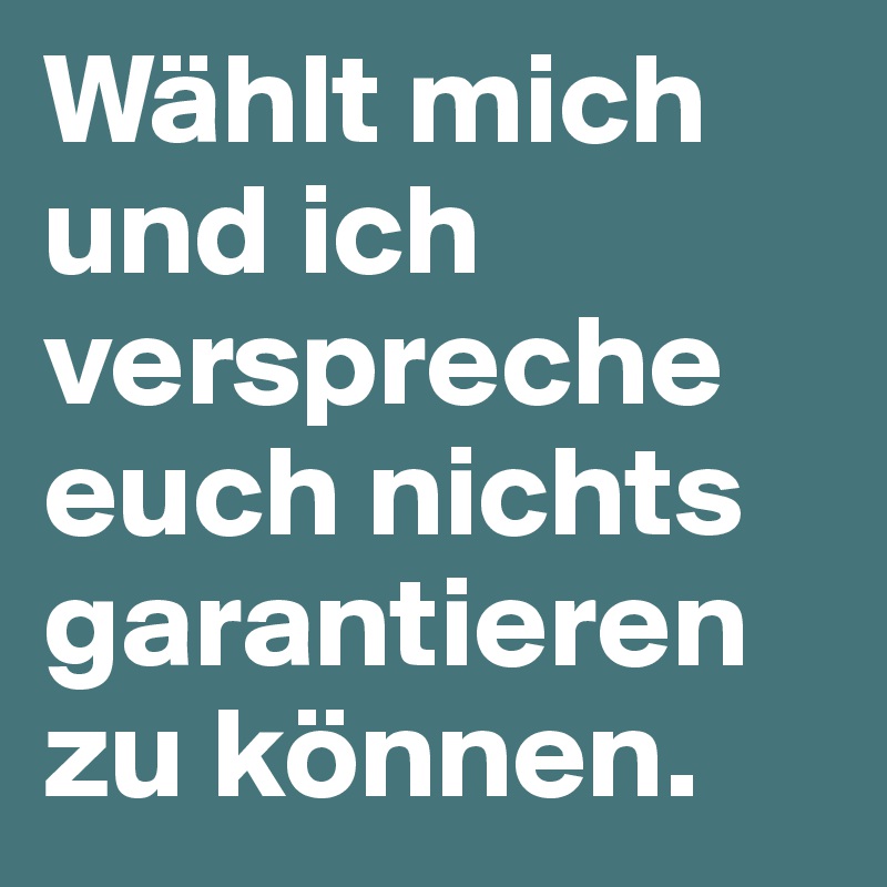 Wählt mich und ich verspreche euch nichts garantieren zu können.