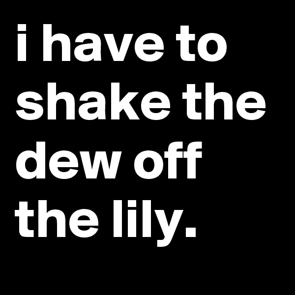 i have to shake the dew off the lily.