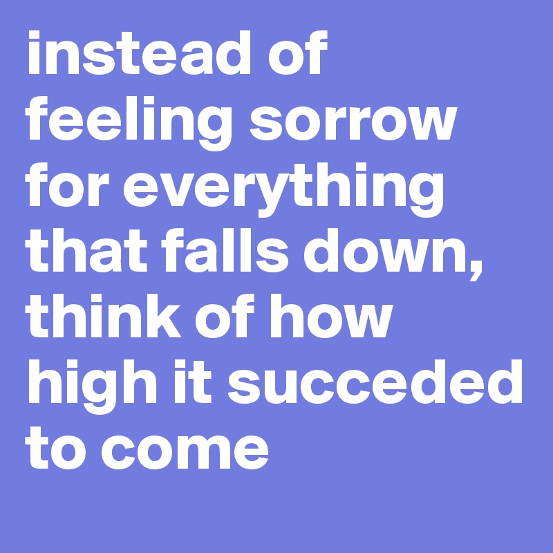 instead of feeling sorrow for everything that falls down, think of how high it succeded to come