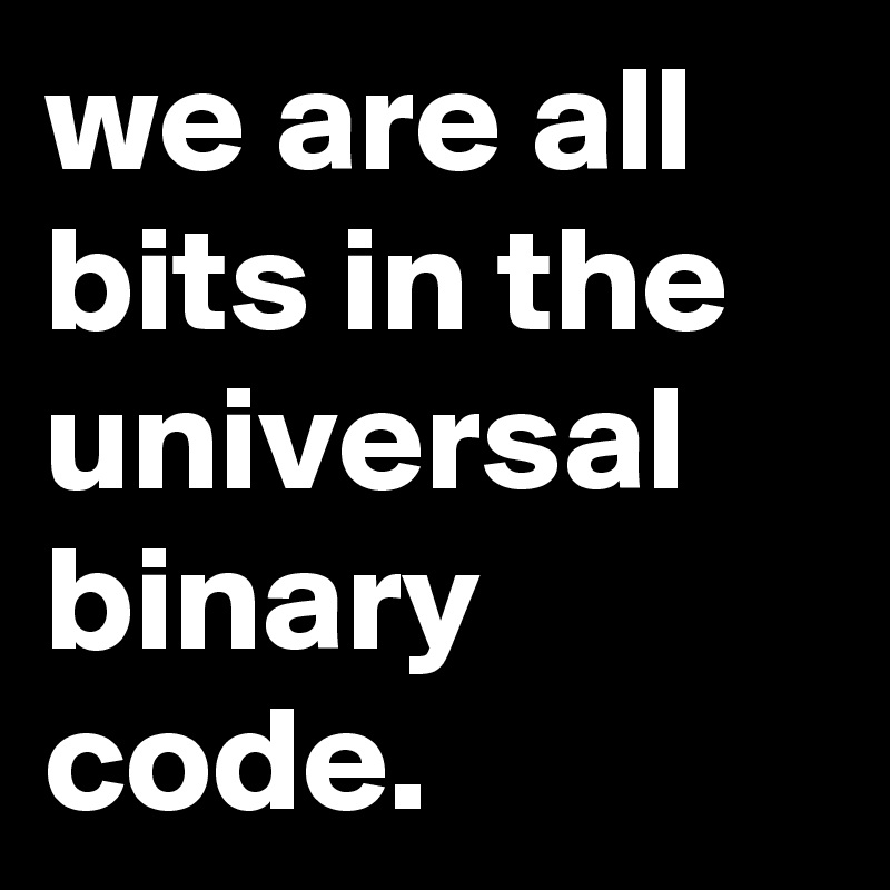 we are all bits in the universal binary code.