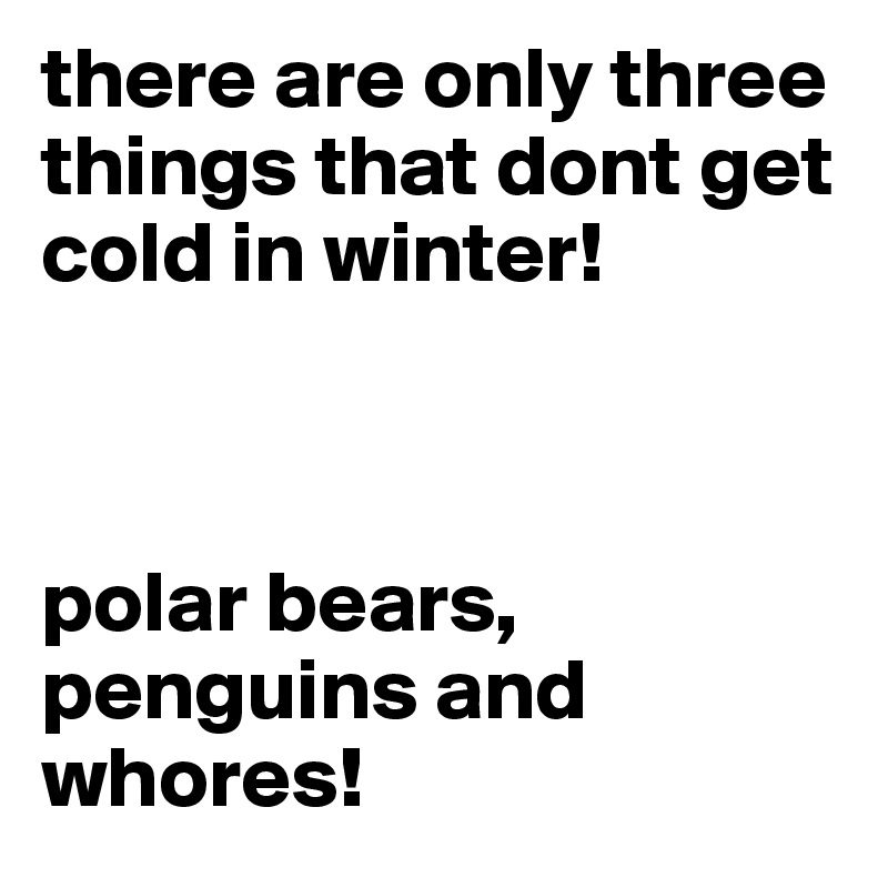 there are only three things that dont get cold in winter! 



polar bears, penguins and whores!