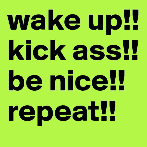 wake up!! kick ass!! be nice!! repeat!!