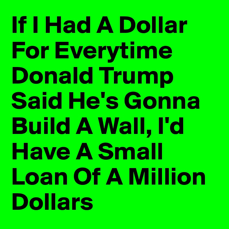 If I Had A Dollar For Everytime Donald Trump Said He's Gonna Build A Wall, I'd Have A Small Loan Of A Million Dollars