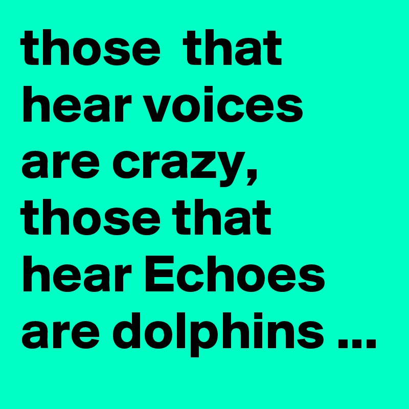 those  that hear voices are crazy,  those that hear Echoes are dolphins ...