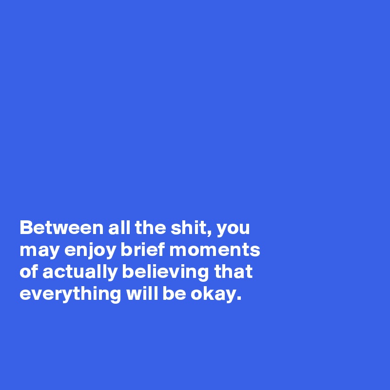 



 




Between all the shit, you 
may enjoy brief moments 
of actually believing that 
everything will be okay. 


 