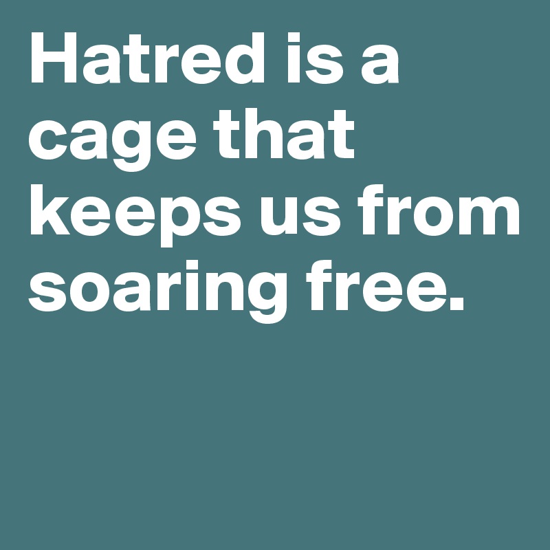 Hatred is a cage that keeps us from soaring free.

