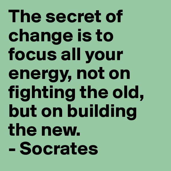 The secret of change is to focus all your energy, not on fighting the old, but on building the new. 
- Socrates