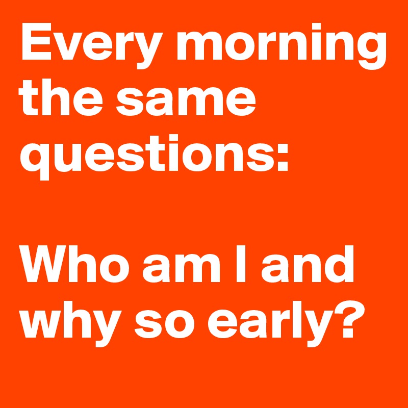 Every morning the same questions:

Who am I and why so early?