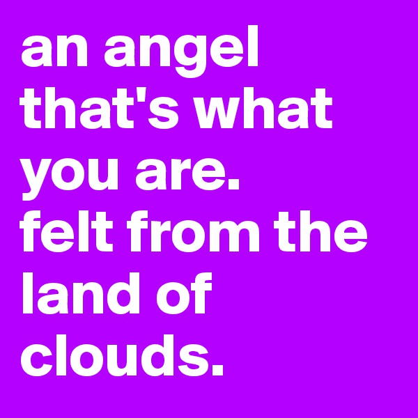 an angel that's what you are. 
felt from the land of clouds. 
