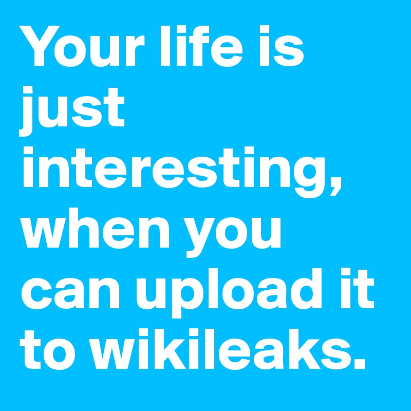 Your life is just interesting, when you can upload it to wikileaks.